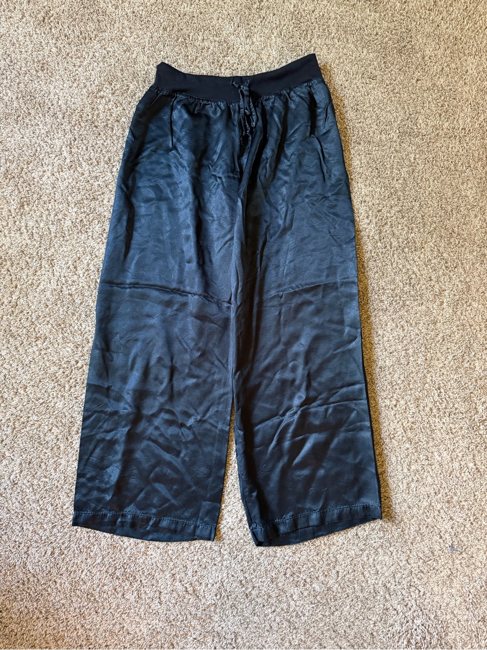 Black Satin Pj Harlow Pajama Pants